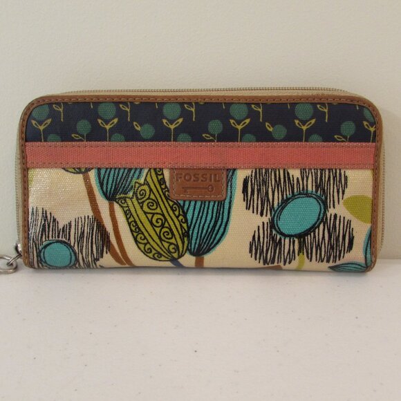Fossil Key-Per Floral Zip Wallet *FLAW* - Picture 1 of 16